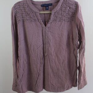 Women's Purple Striped Long Sleeve Bandolino Top Size Medium